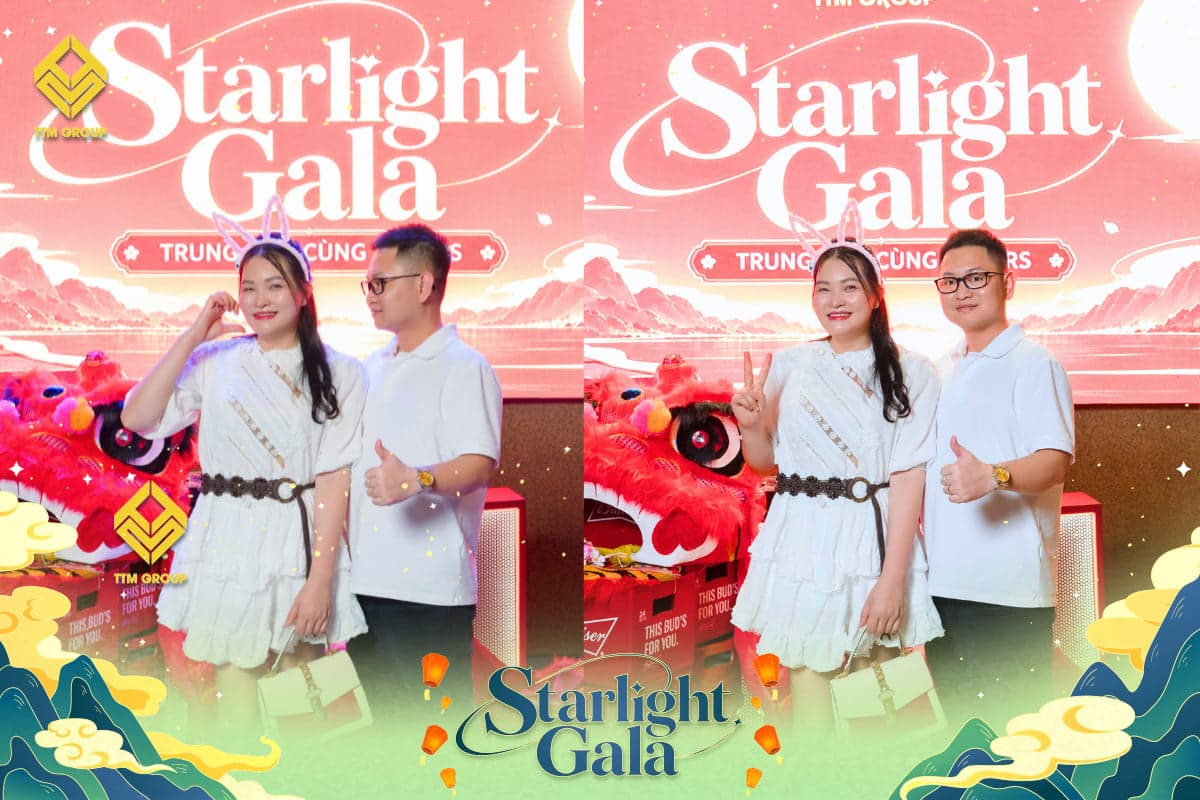 Chụp ảnh trước backdrop Starlight Gala – Trung Thu cùng TTMers