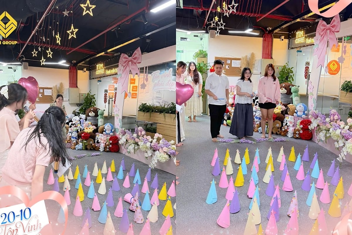 Văn phòng TTM Group trang trí hoa, bóng bay và quà tặng dịp 20/10