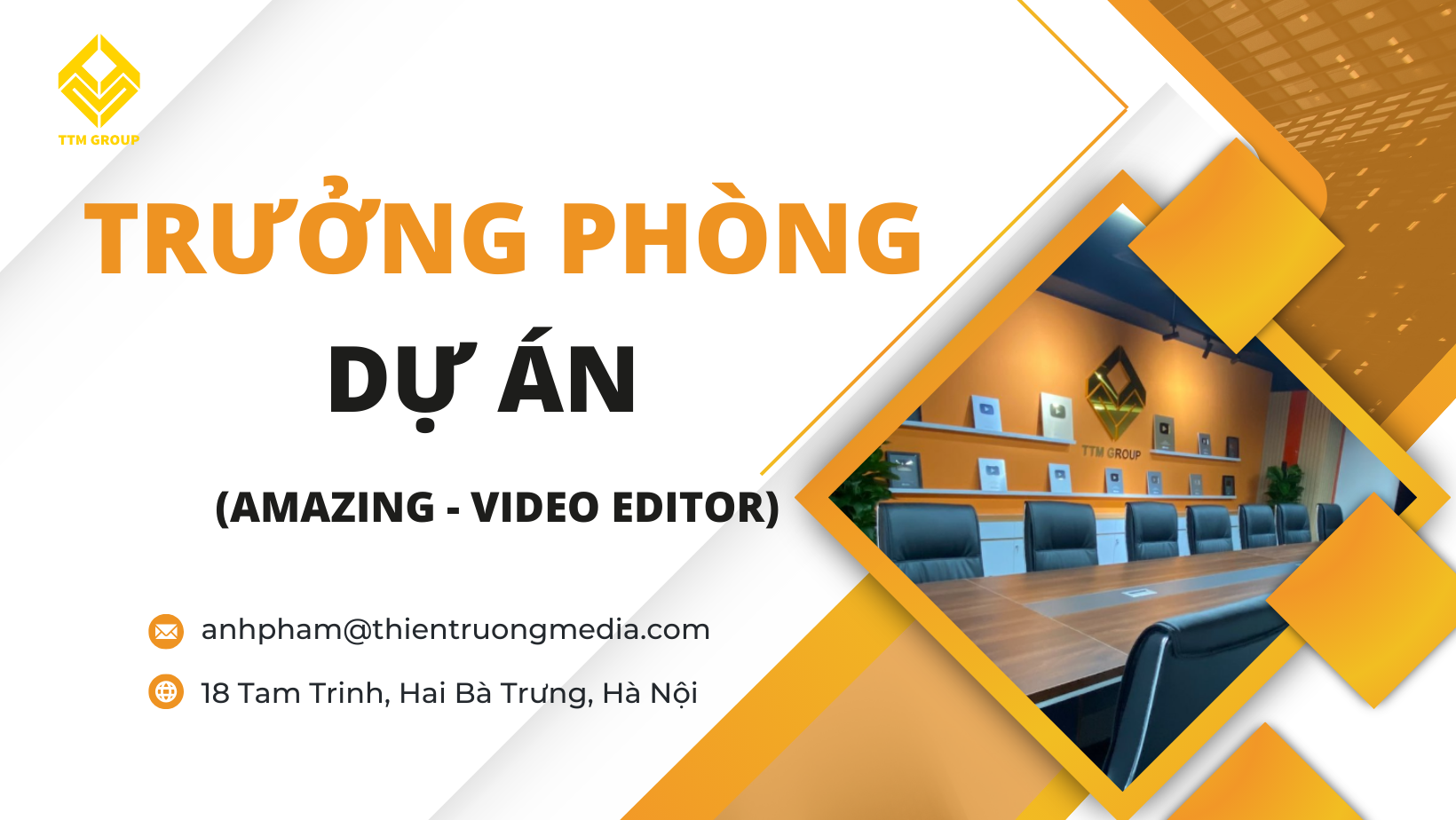 TRƯỞNG PHÒNG DỰ ÁN (AMAZING – VIDEO EDITOR) – TUYỂN DỤNG NHÂN SỰ THÁNG 9/2024